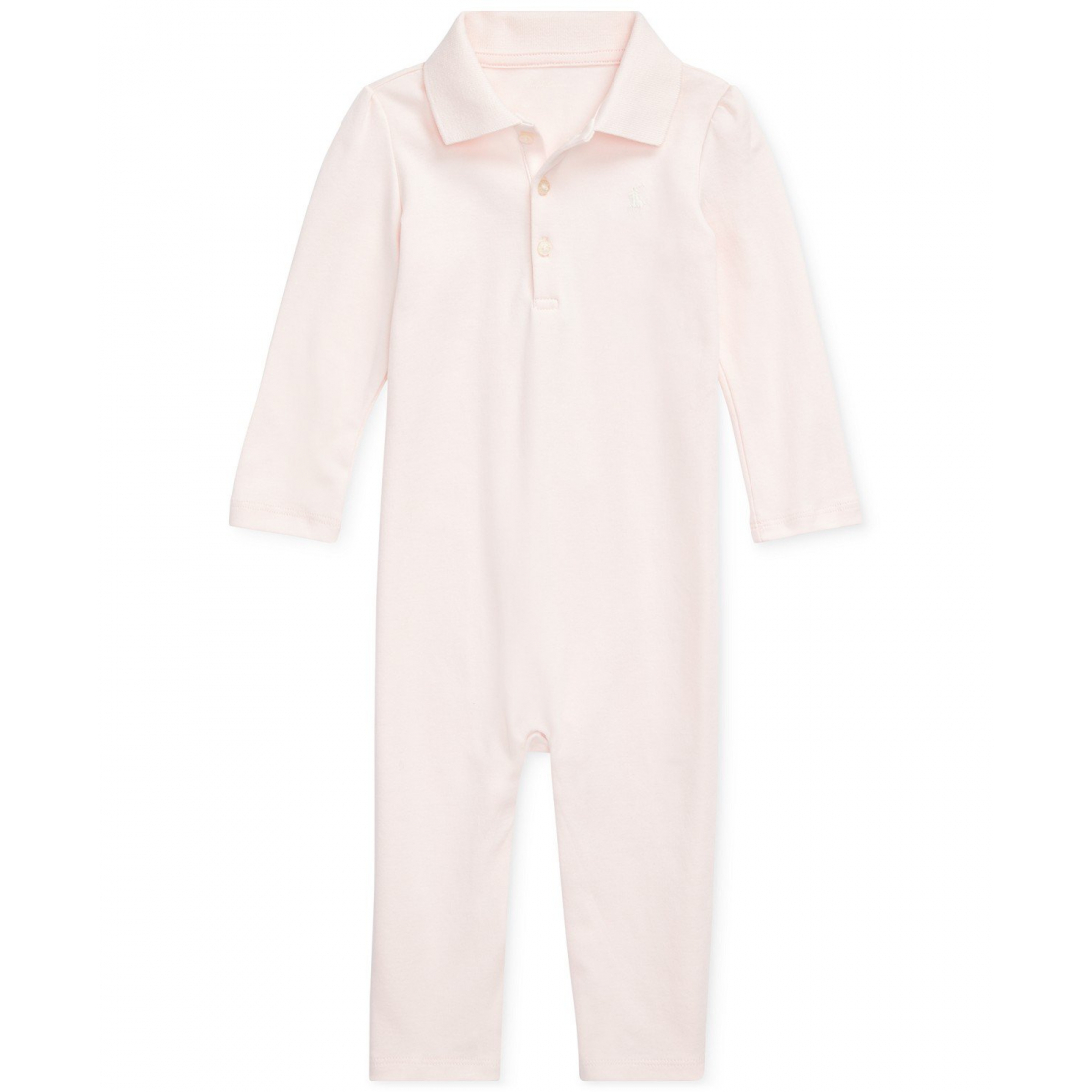 Baby Girl's 'Ribbed Polo Collar Coverall'