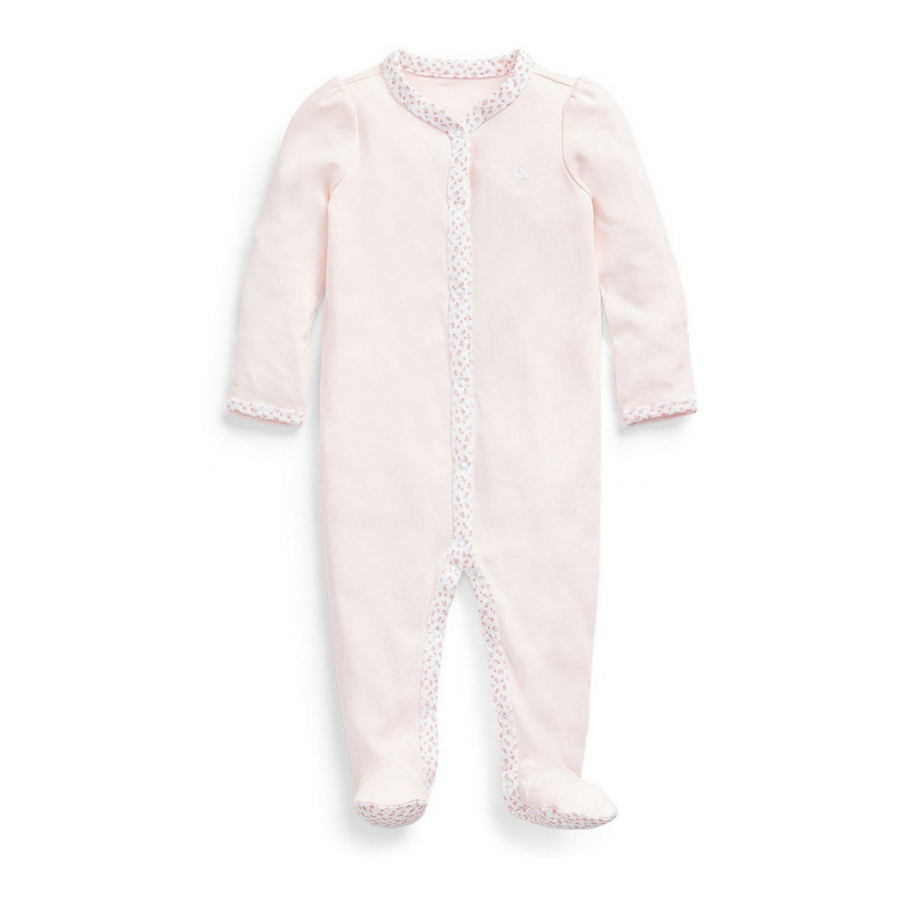 'Cotton Floral Trim Coverall' pour Bébés filles