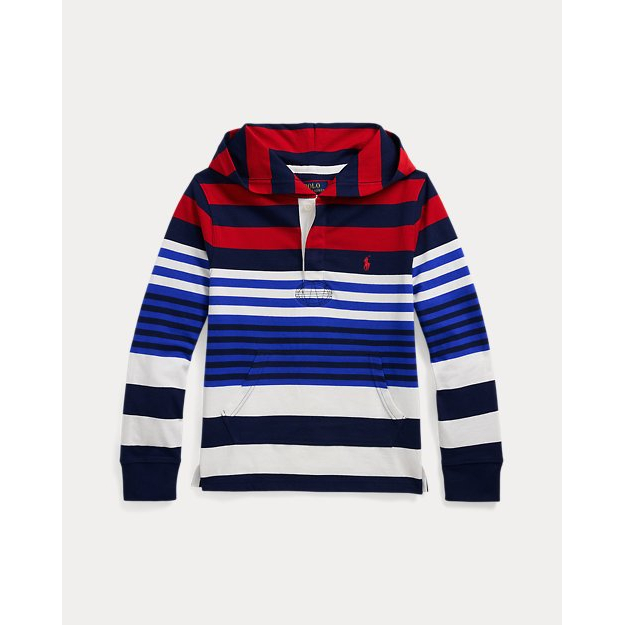'Striped Cotton Hooded Rugby Shirt' pour Grands garçons