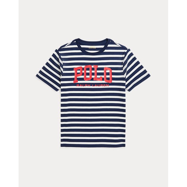 'Logo Striped Cotton Jersey Tee' pour Grands garçons
