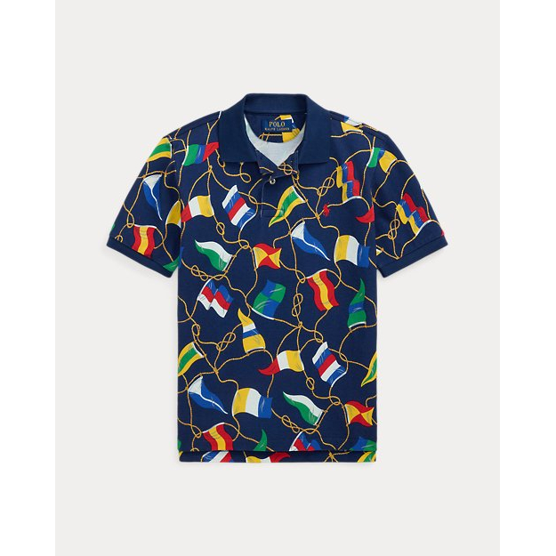 'Nautical-Flag Cotton Mesh Polo Shirt' pour Grands garçons