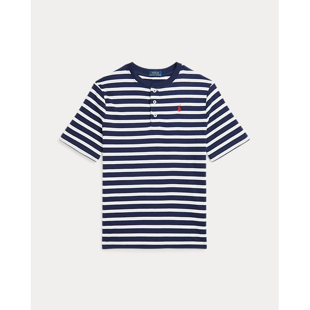 'Striped Cotton Short-Sleeve Henley Shirt' pour Grands garçons