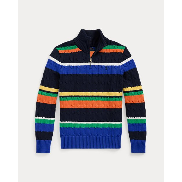 'Striped Cotton Quarter-Zip Sweater' pour Grands garçons