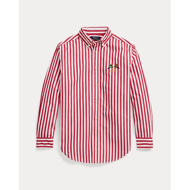'Embroidered Striped Cotton Shirt' pour Grands garçons