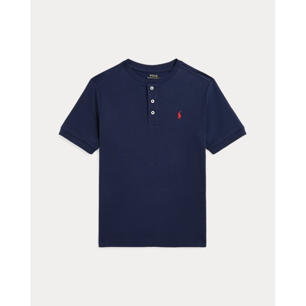 'Cotton Jersey Short-Sleeve Henley Shirt' pour Grands garçons