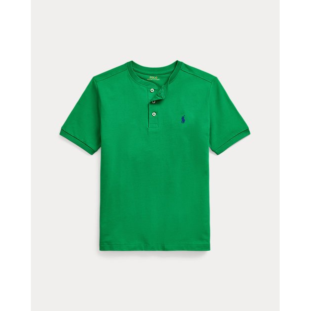 'Cotton Jersey Short-Sleeve Henley Shirt' pour Grands garçons