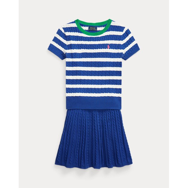'Striped Cotton Sweater & Skirt Set' pour Grandes filles