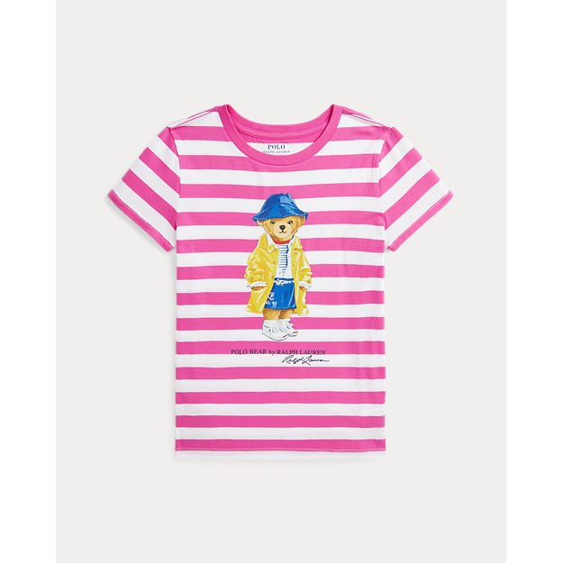 'Striped Polo Bear Cotton Jersey Tee' pour Grandes filles