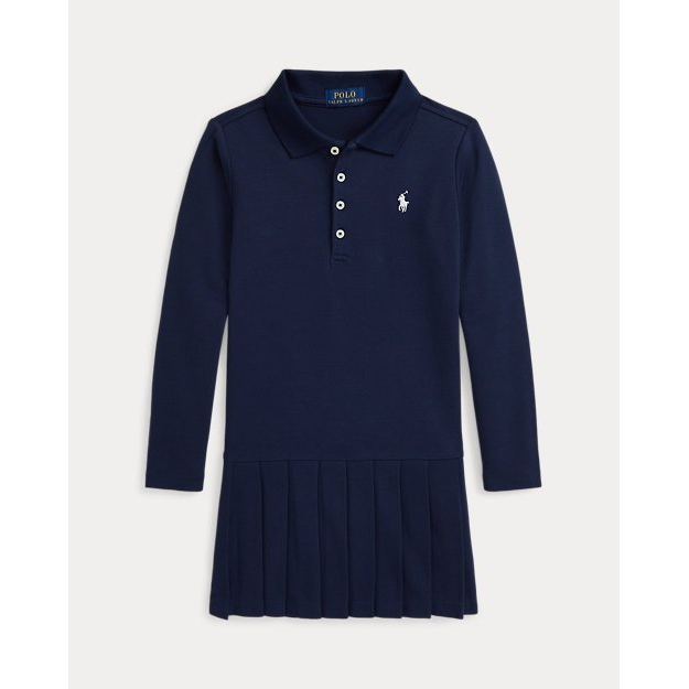 'Pleated Stretch Mesh Polo Dress' pour Petites filles