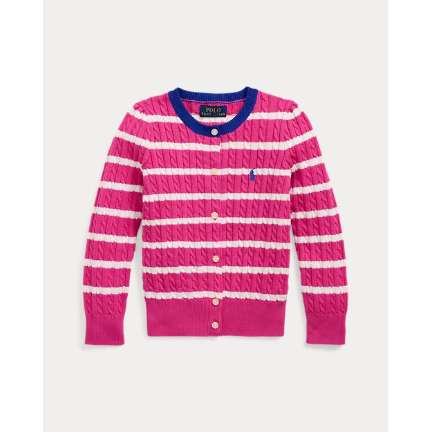 'Striped Mini-Cable Cotton Cardigan' pour Bambins & petites filles