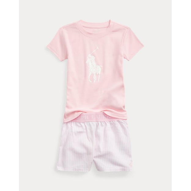 'Cotton Tee & Flannel Short Sleep Set' pour Petites filles