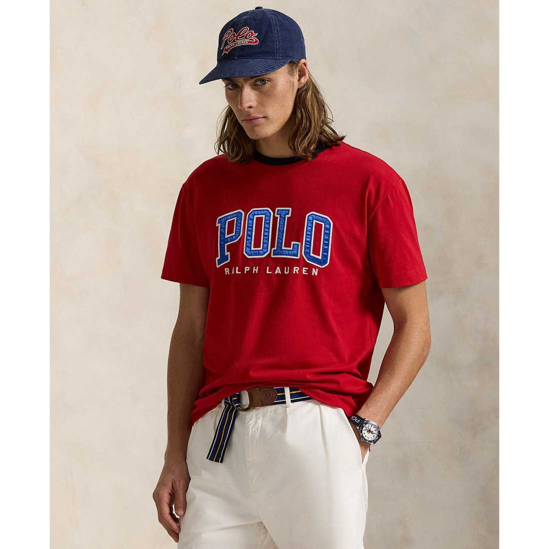 'Classic-Fit Letterman-Logo T-Shirt' pour Hommes