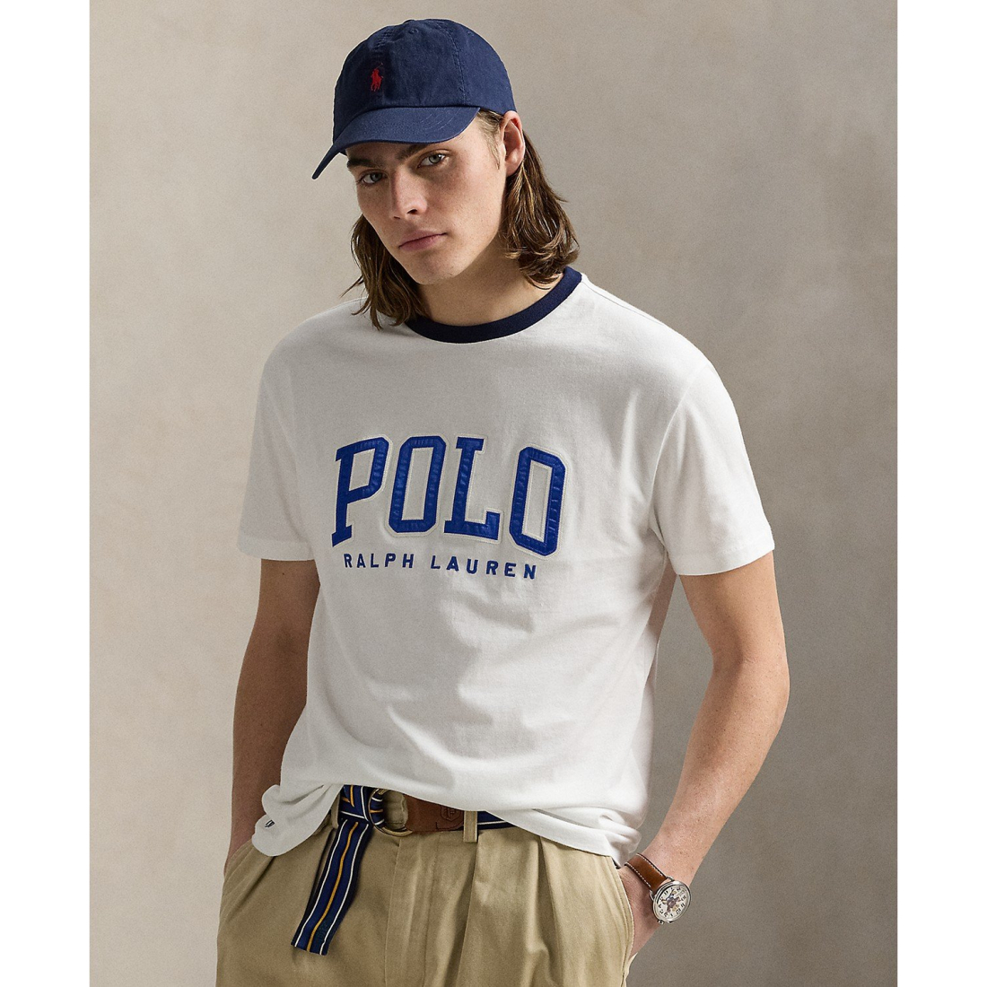 'Classic-Fit Letterman-Logo T-Shirt' pour Hommes