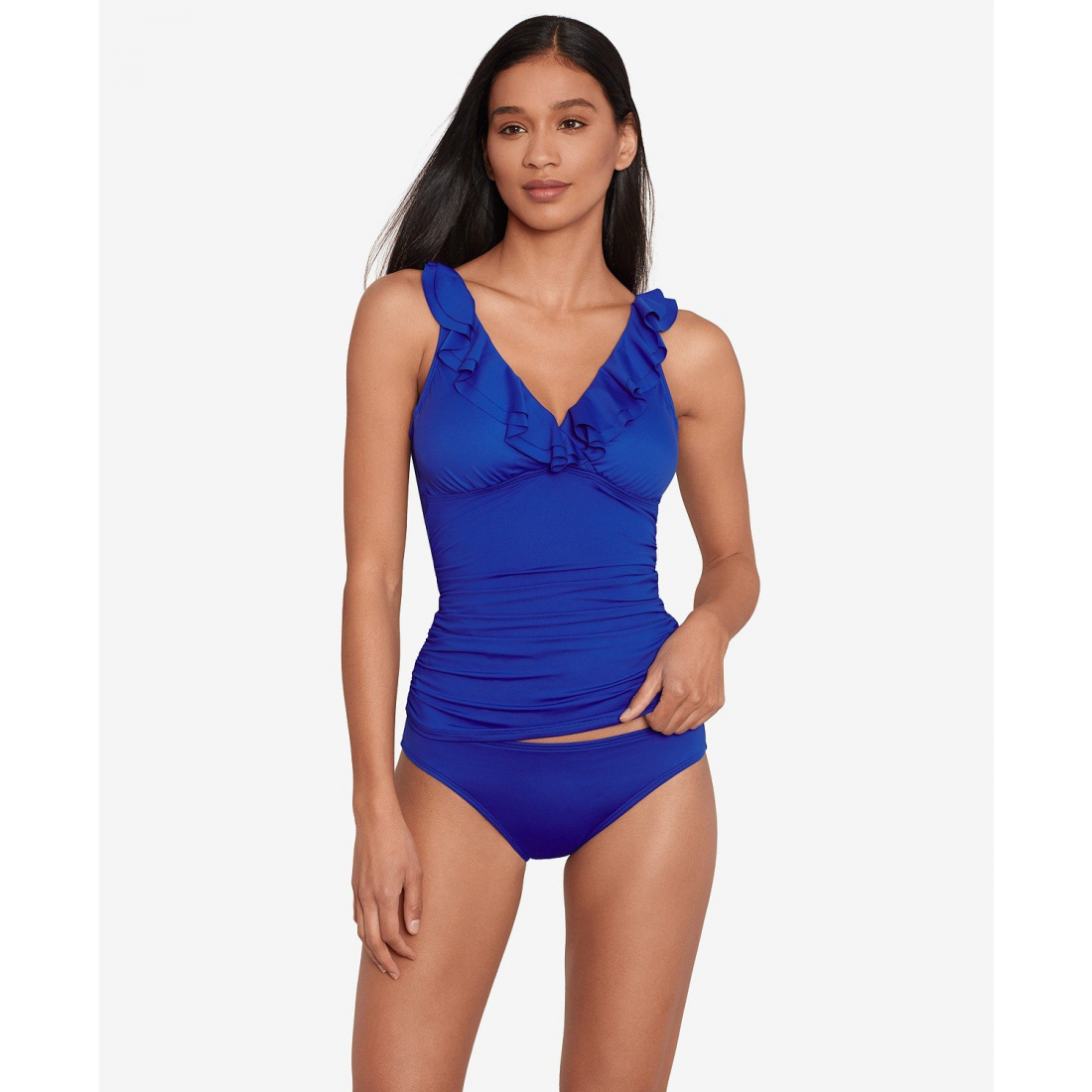 'Beach Club Solid Ruffle Tankini Top' pour Femmes