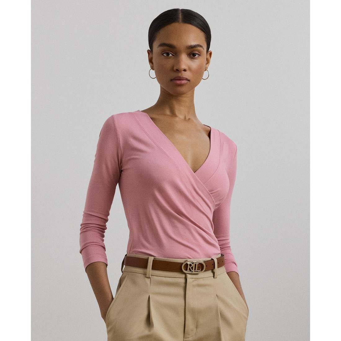 'Ruched Surplice Jersey Top' pour Femmes