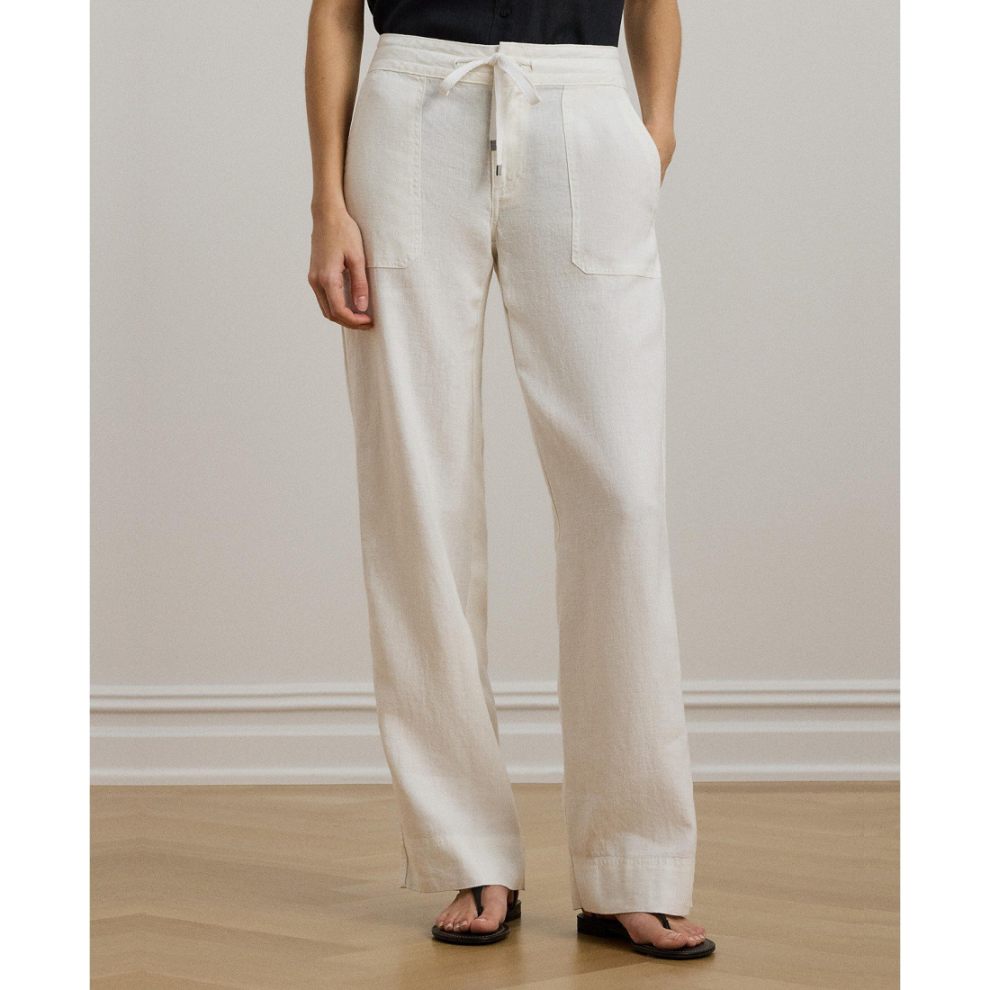 'Wide-Leg Linen Pants, Regular & Petite' pour Femmes