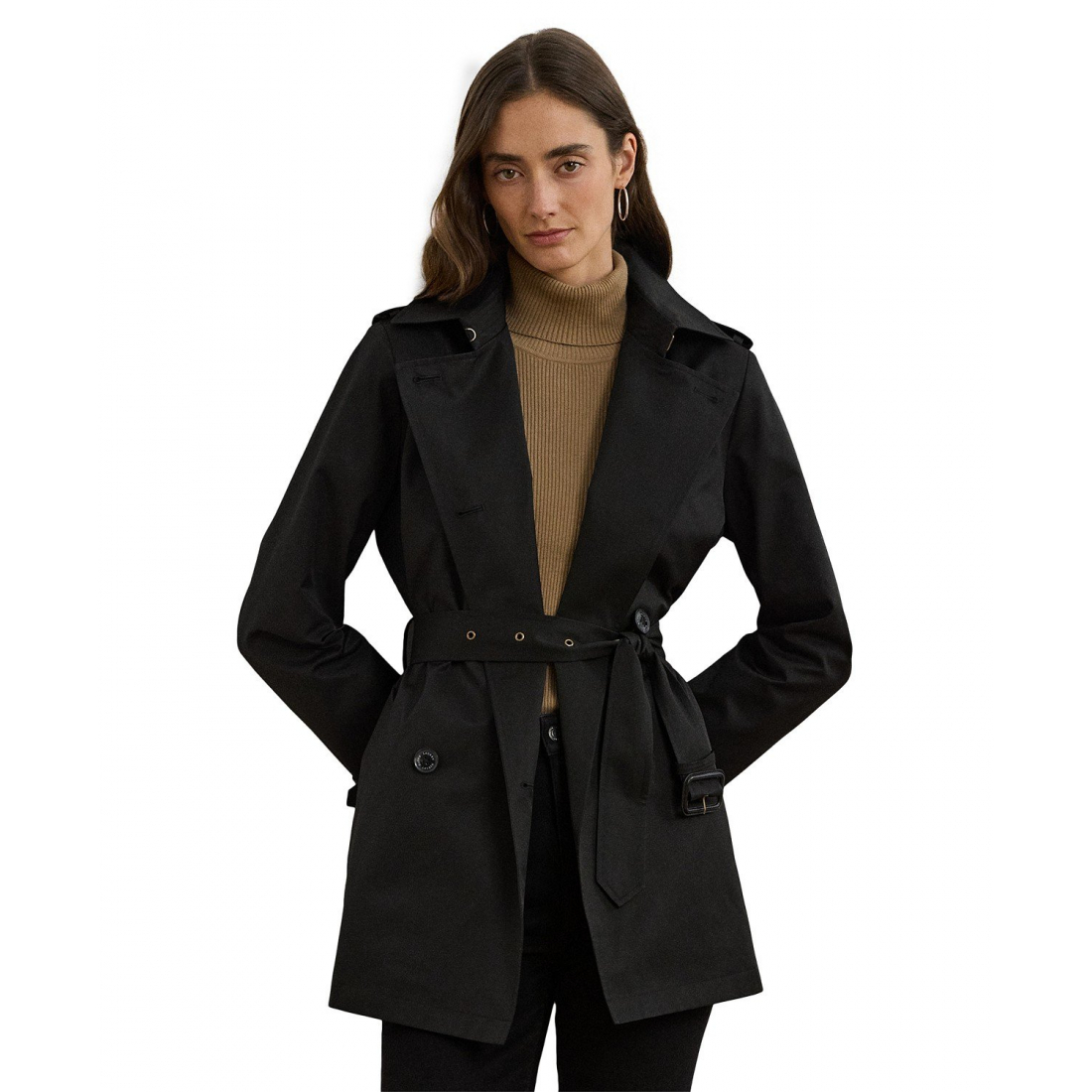 'Short Double-Breasted Belted Trench Coat' für Damen
