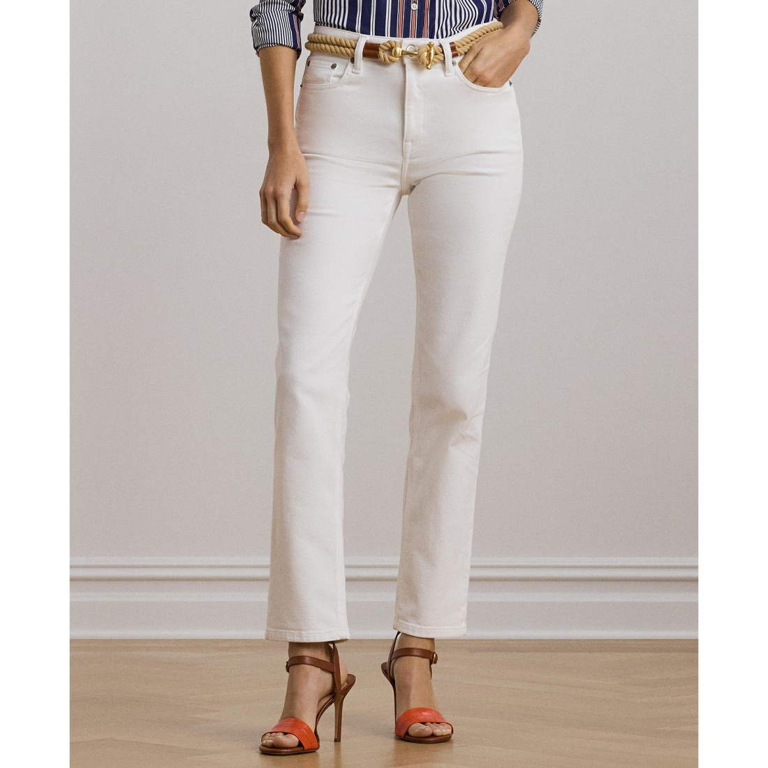 'High-Rise Straight Ankle Jeans' pour Femmes