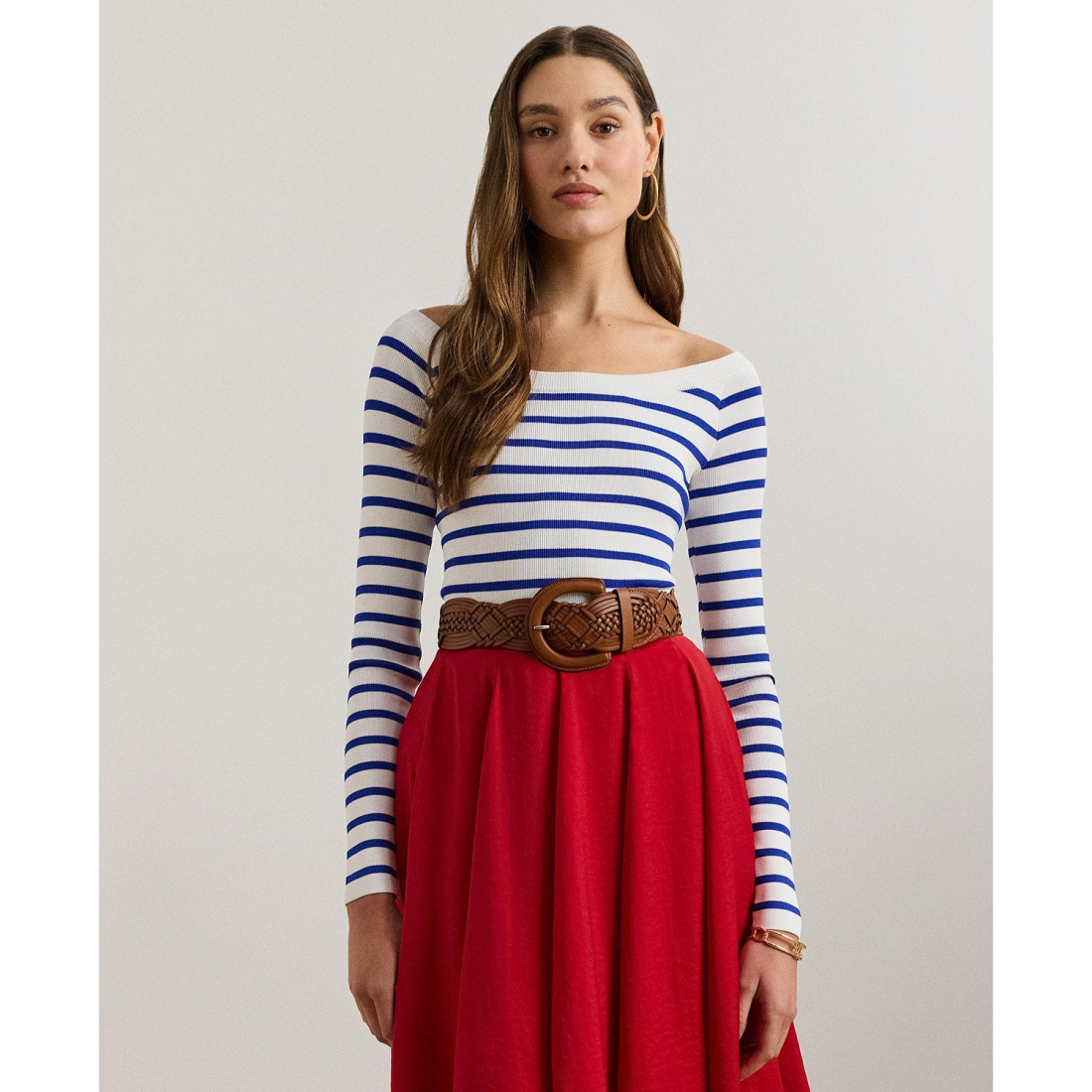 'Striped Ballet-Neck Sweater' pour Femmes