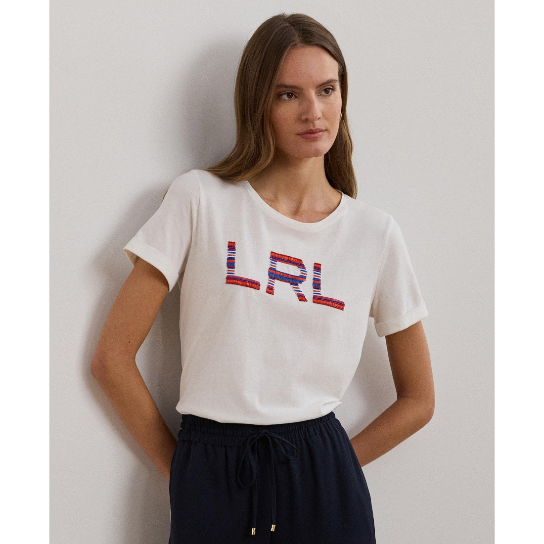 'Beaded-Logo Cotton Jersey Tee' pour Femmes