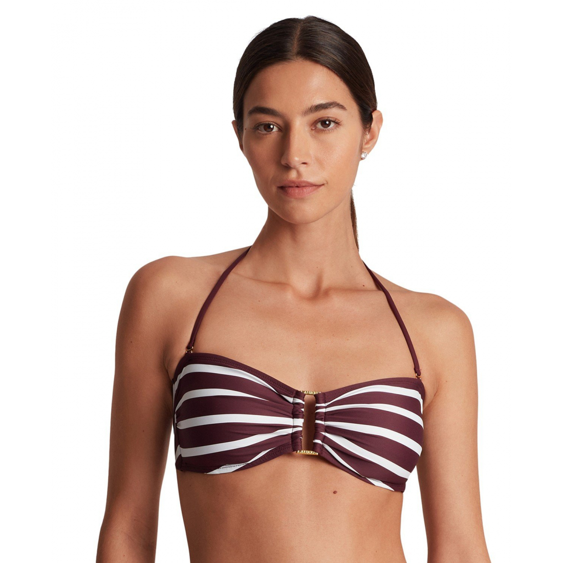 'Striped Ring Bandeau Bikini Top' pour Femmes