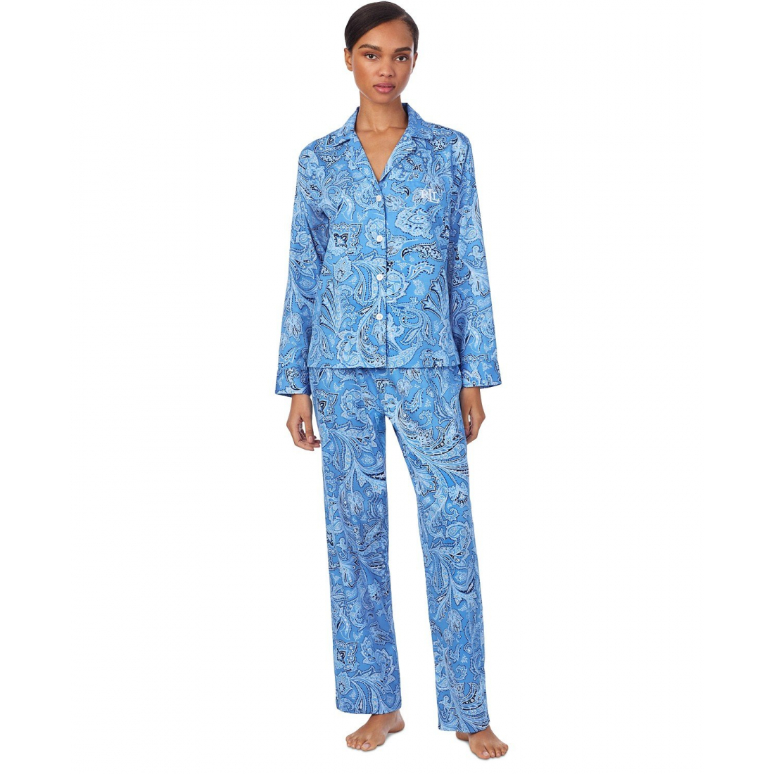 'Printed Notched-Collar Pajama Set' pour Femmes