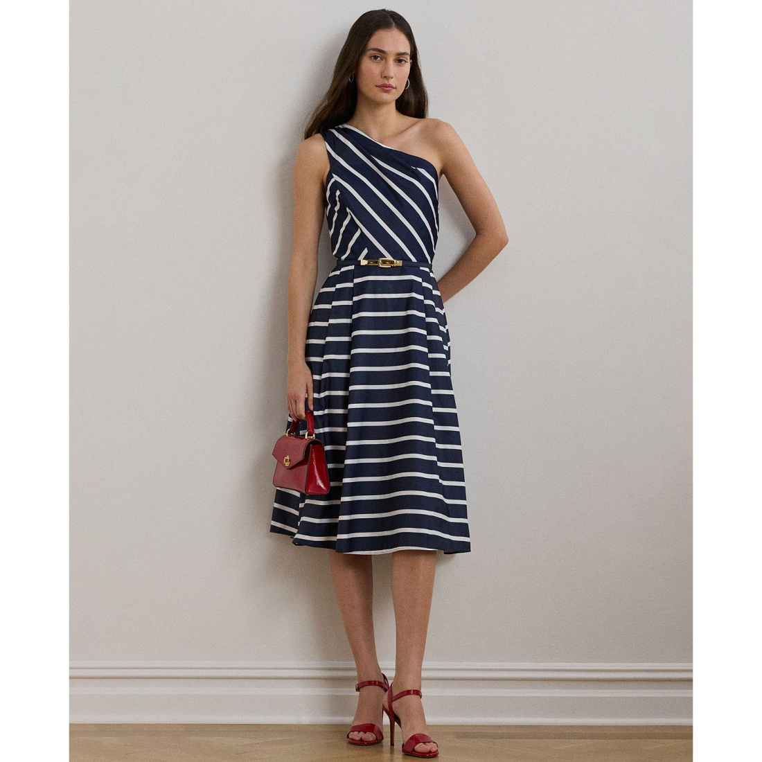 'Striped Belted Taffeta' Cocktailkleid für Damen