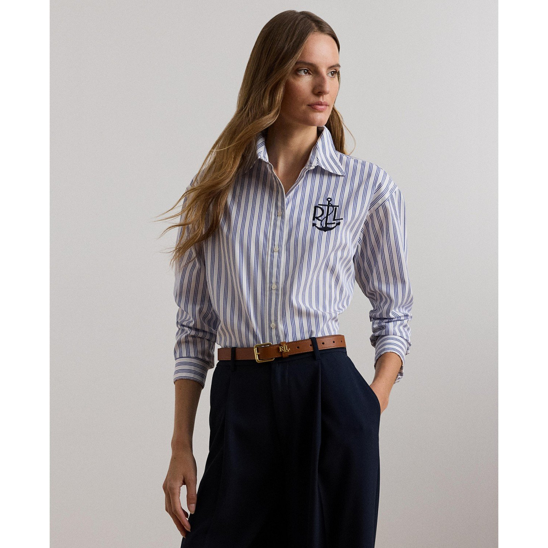'Relaxed-Fit Striped Broadcloth Shirt' pour Femmes