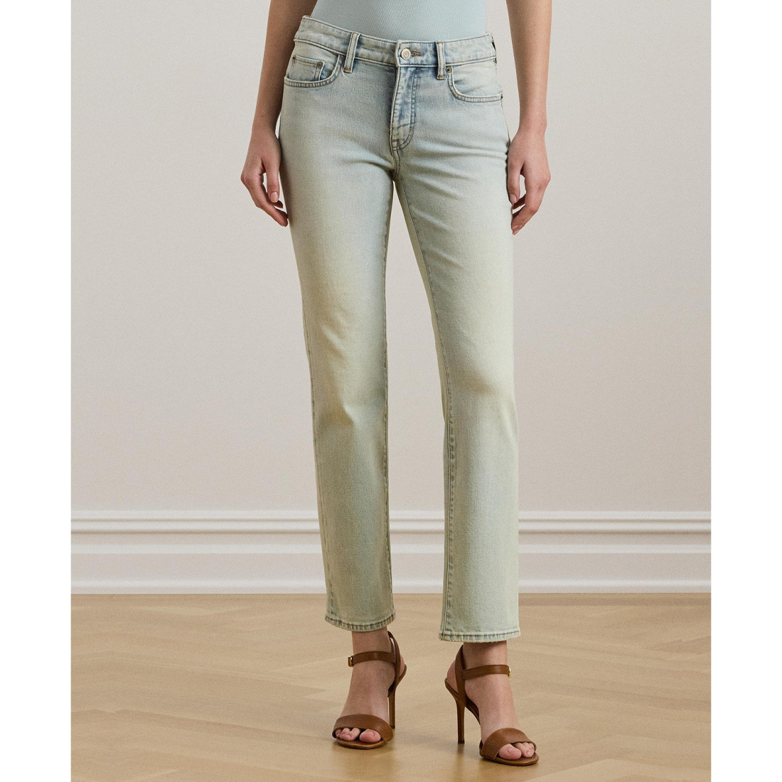 'Mid-Rise Straight Ankle Jeans, Regular & Petite' pour Femmes