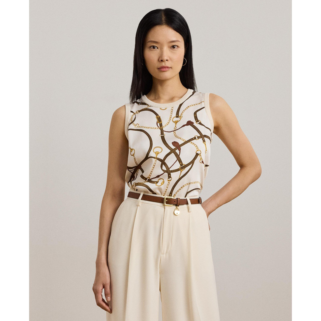 'Belting-Print Sleeveless Sweater' pour Femmes