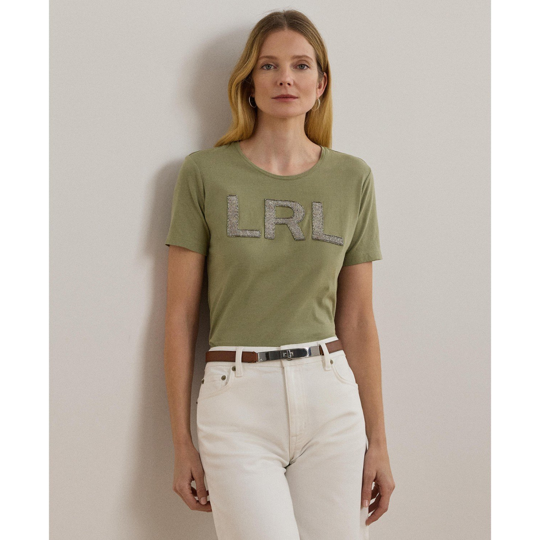 'Beaded-Logo Cotton Jersey Tee' pour Femmes
