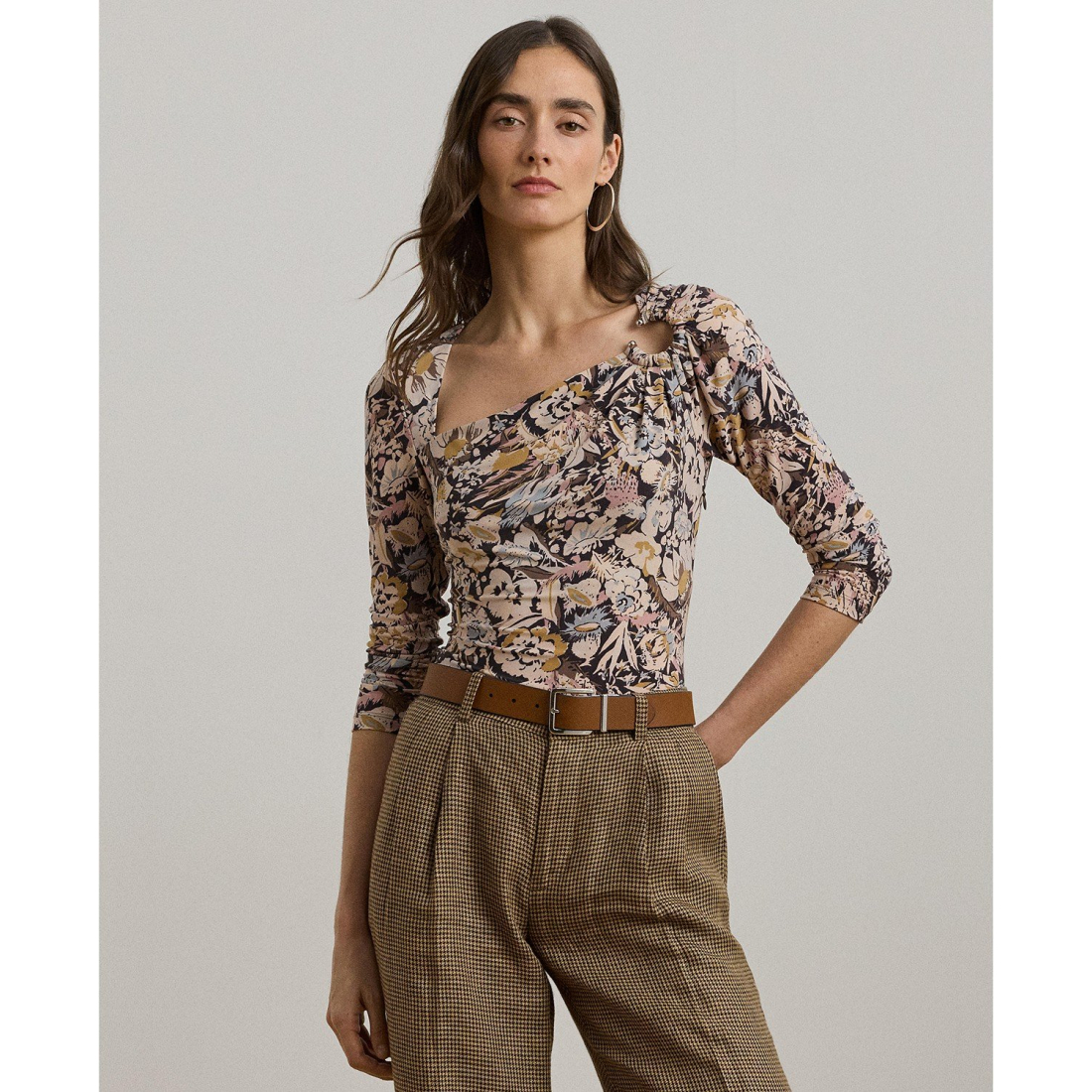 Women's 'Floral Stretch Jersey Asymmetrical Top'