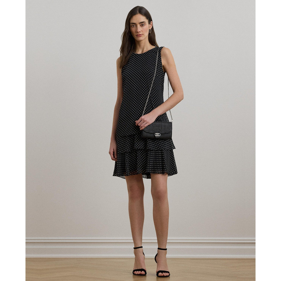 'Polka-Dot Crinkle Georgette Shift Dress' pour Femmes