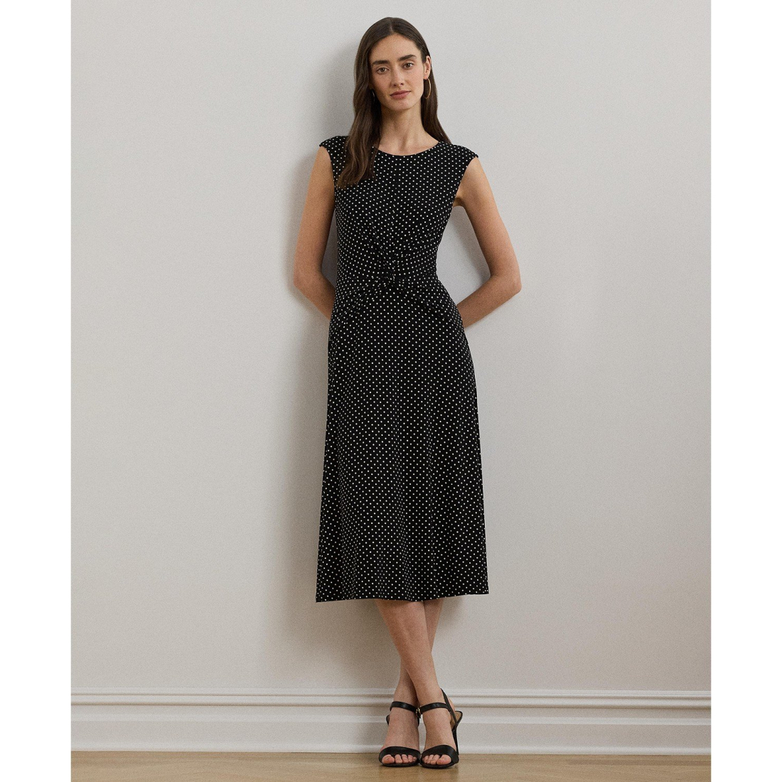 'Polka-Dot Twist-Front Jersey Dress' pour Femmes