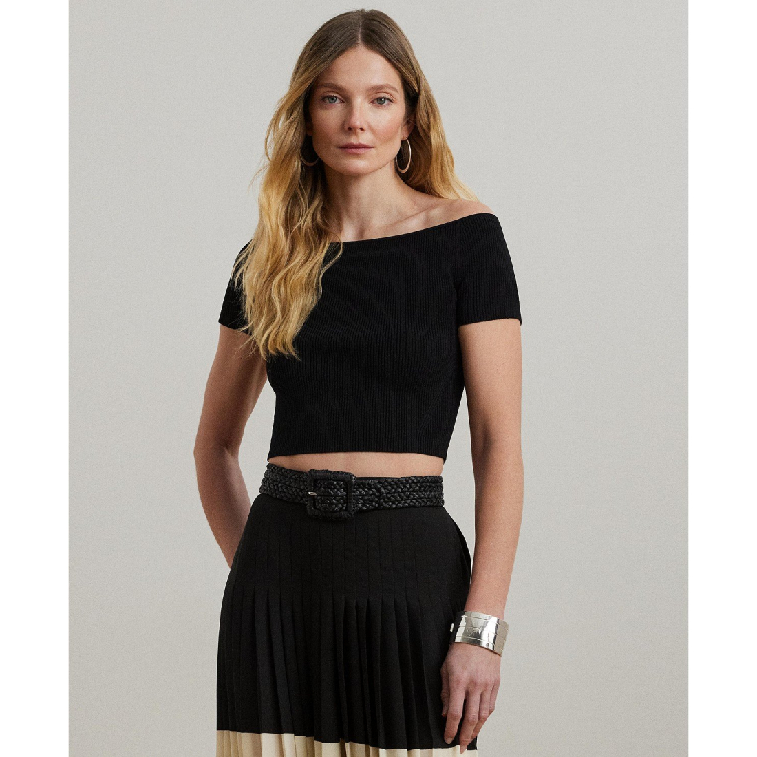 'Off-the-Shoulder Cropped Sweater' pour Femmes