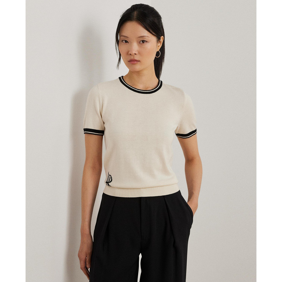 'Two-Tone Short-Sleeve Sweater' pour Femmes