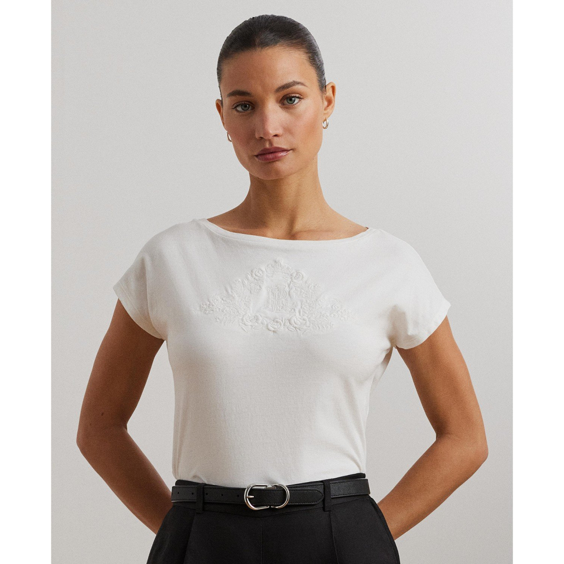 'Embroidered Cotton Jersey Tee' pour Femmes