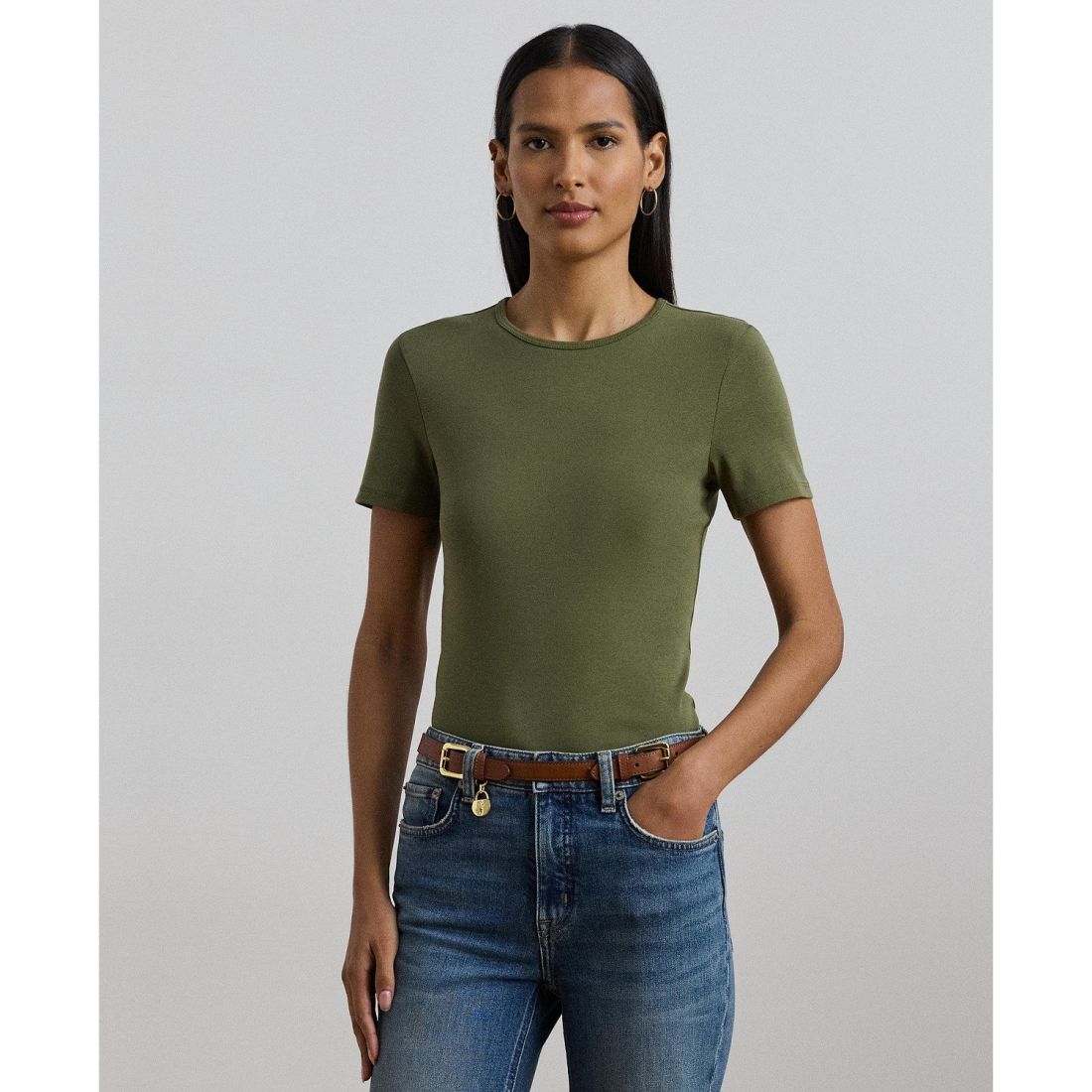 'Stretch Knit T-Shirt, Regular & Petite' pour Femmes