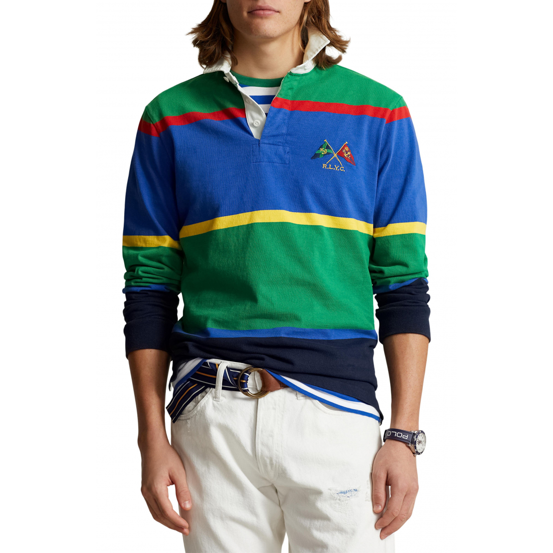 'Stripe Cotton Jersey Rugby Shirt' pour Hommes