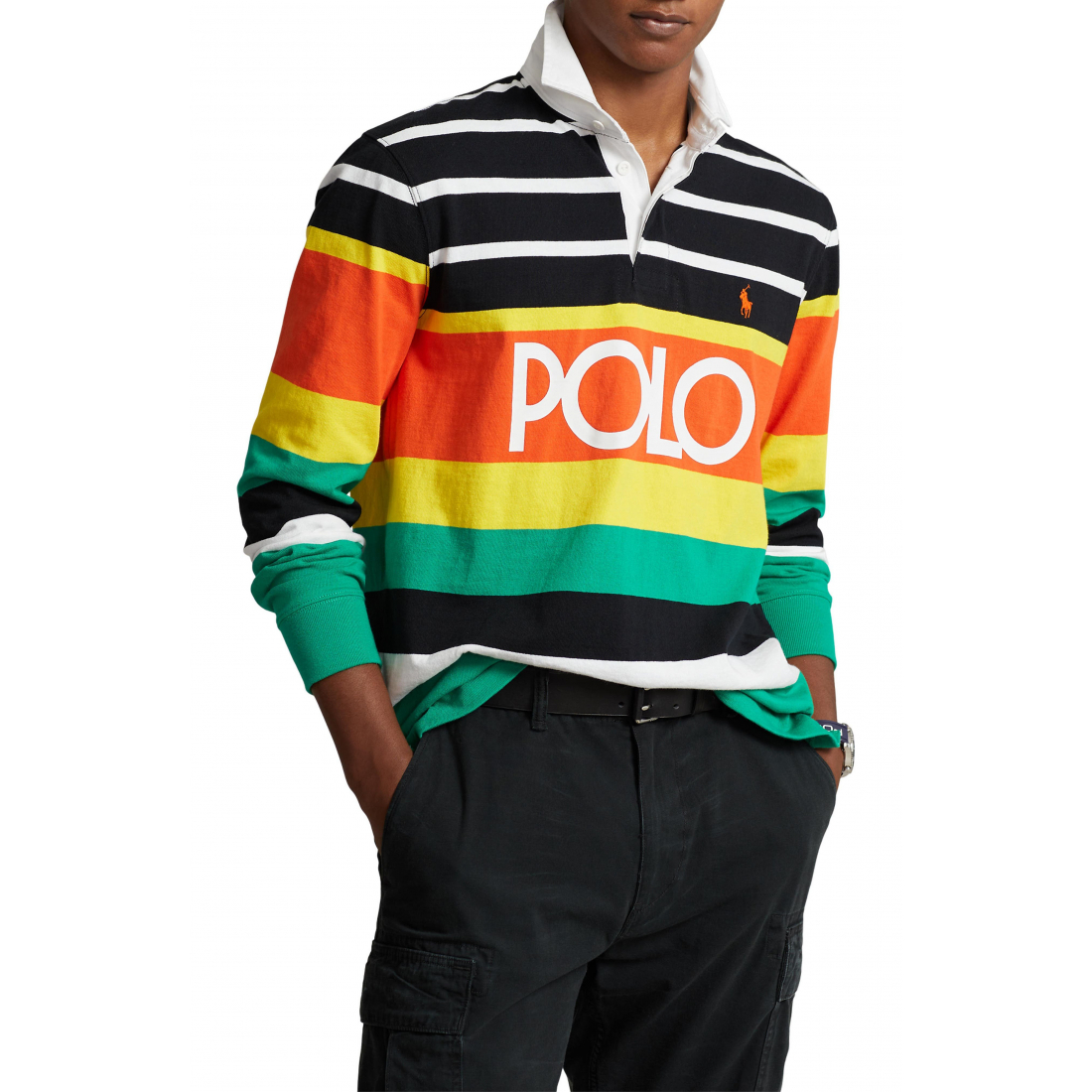 'Stripe Cotton Rugby Shirt' pour Hommes