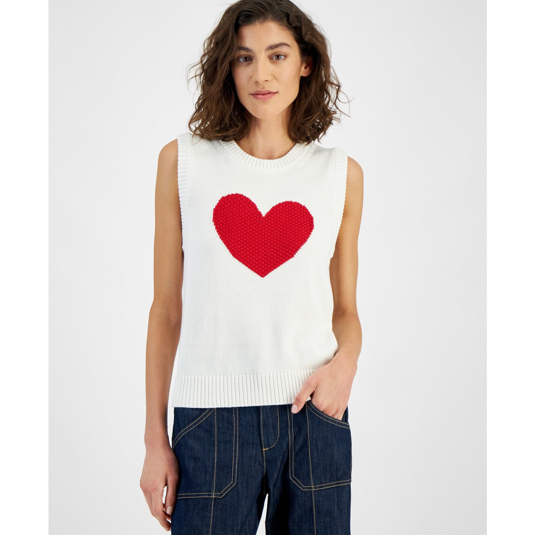 'Texture Heart Sweater Vest' pour Femmes