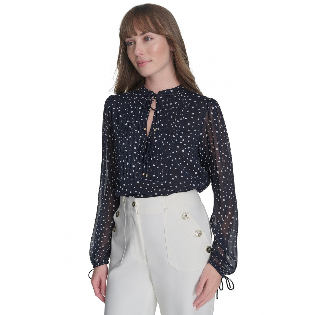 'Tie-Front Popover Blouse' pour Femmes