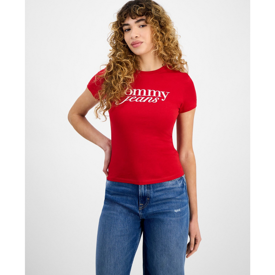 'Slim Essential Script Logo T-Shirt' pour Femmes