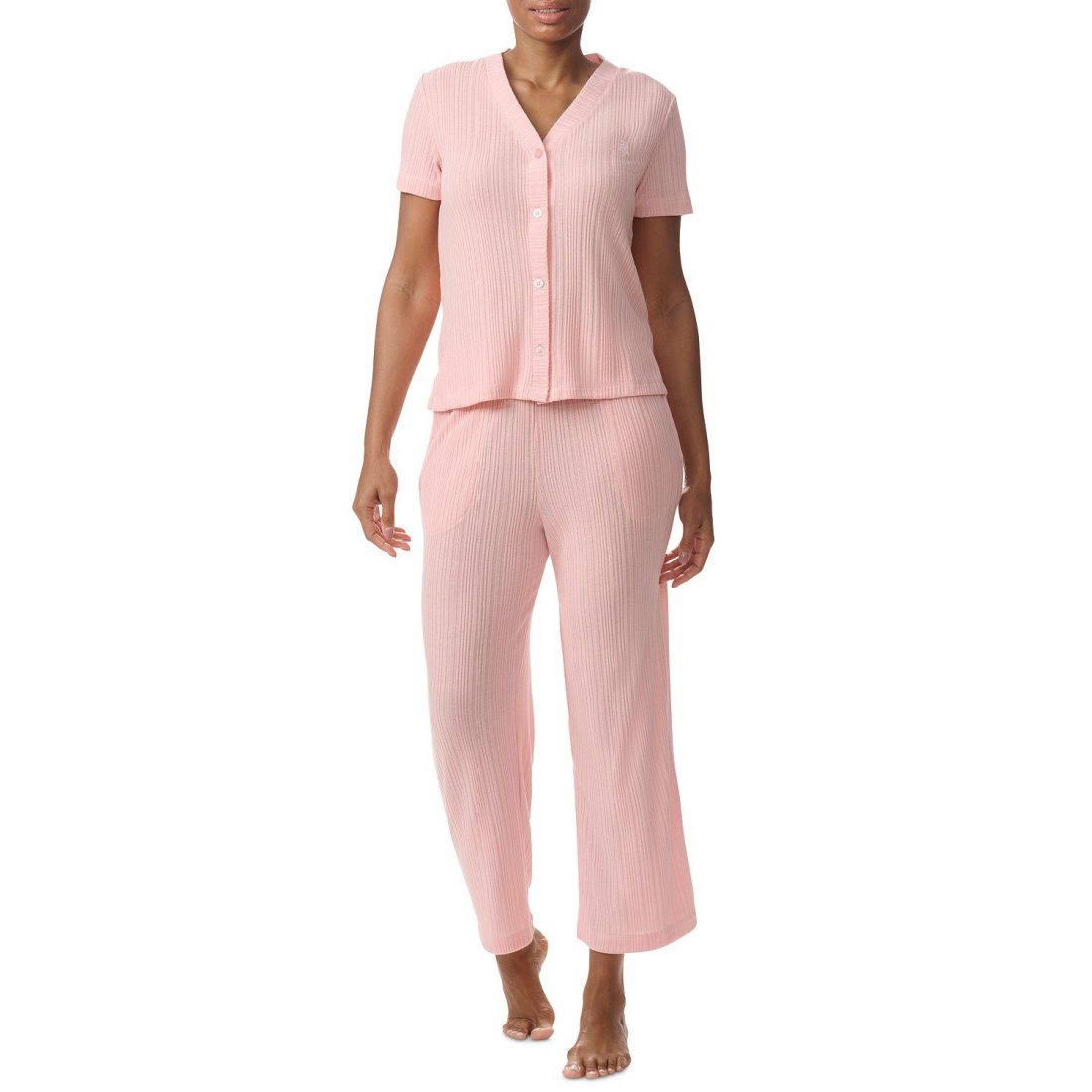 Pyjama Set '2-Pc. TH Cardigan Top & Cropped Pants' pour Femmes