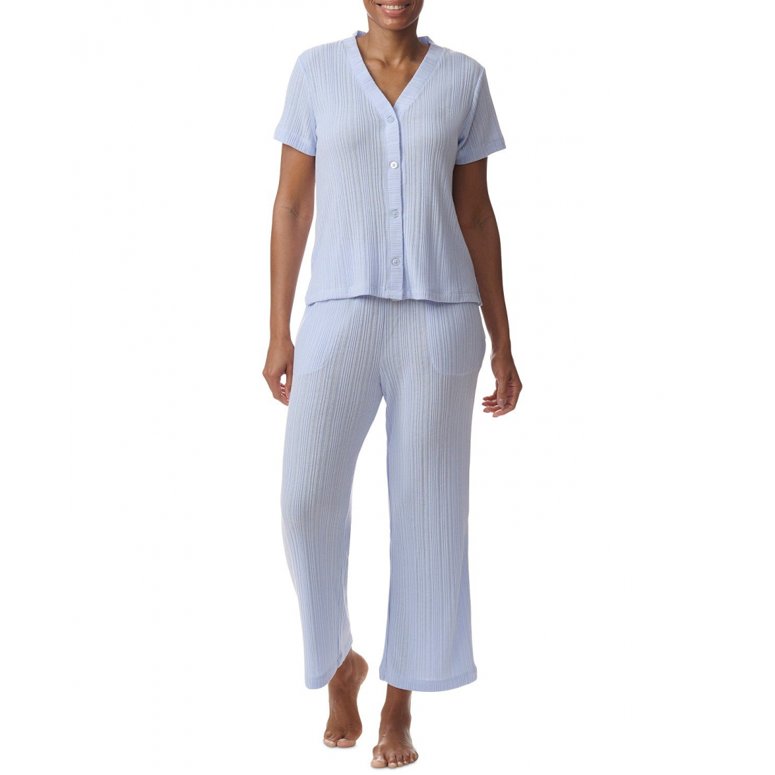 Pyjama Set '2-Pc. TH Cardigan Top & Cropped Pants' pour Femmes