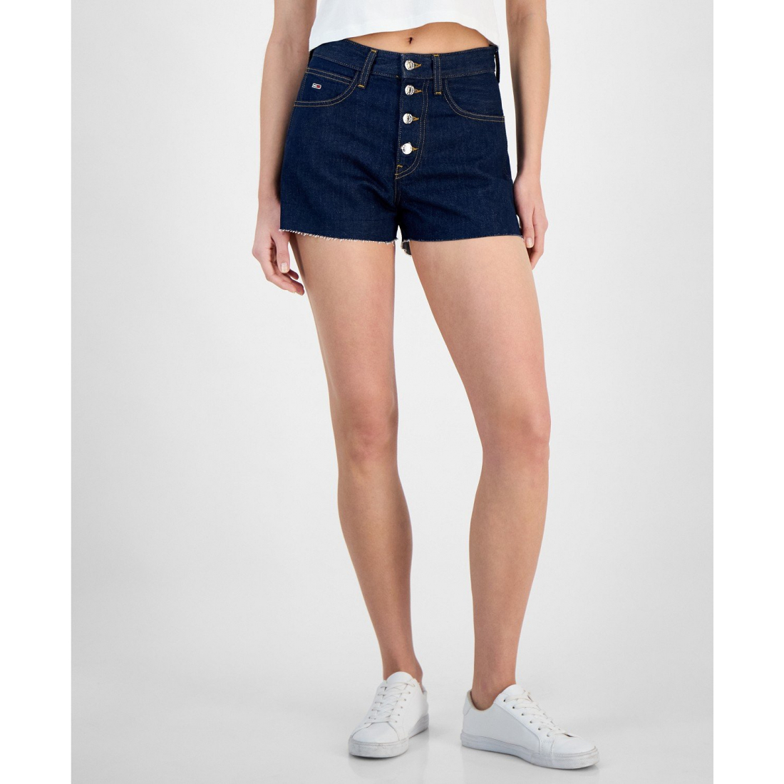 Short 'Cotton Denim Button-Fly' pour Femmes