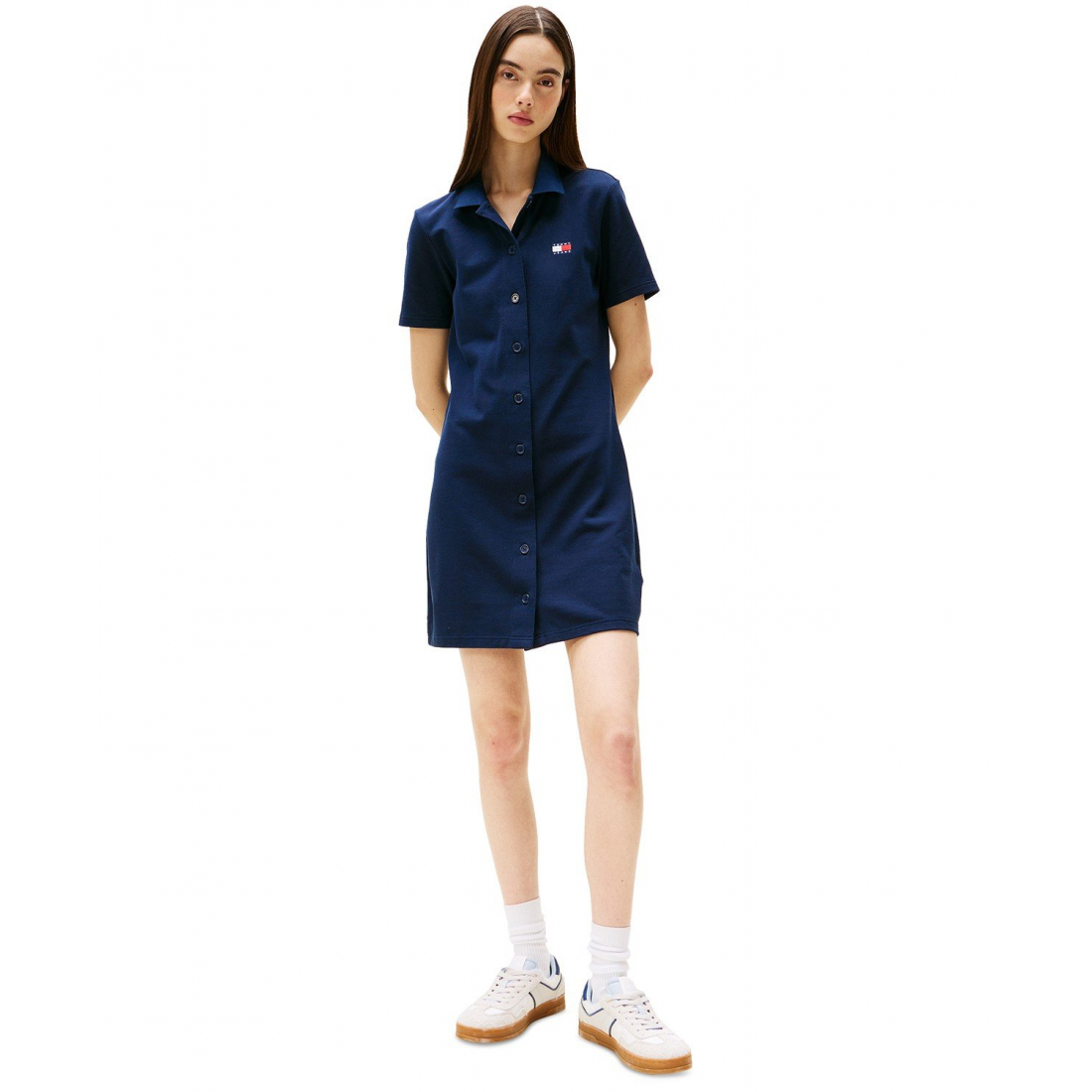 'Mini Short-Sleeve Polo Dress' pour Femmes