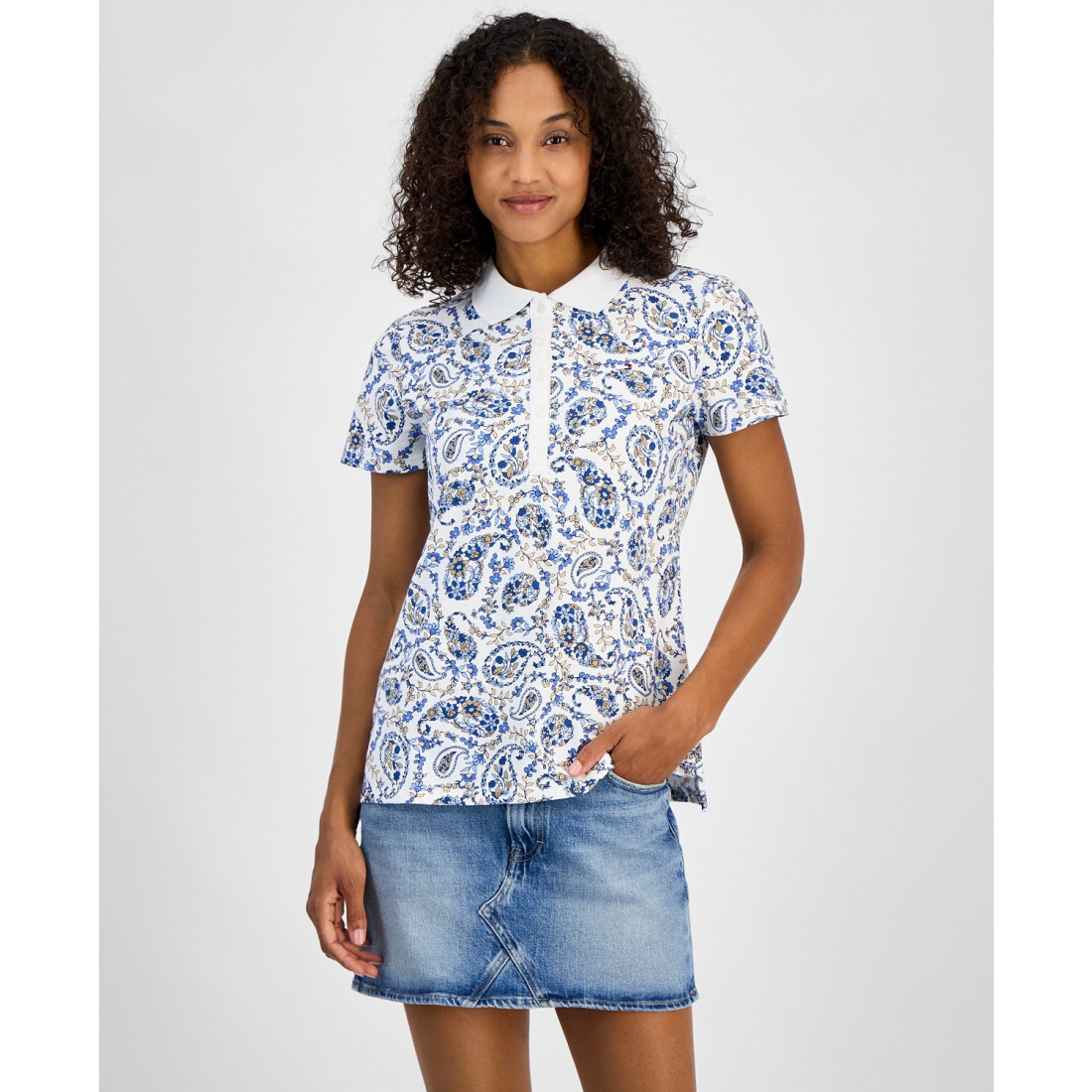 'Paisley-Print Polo Shirt' pour Femmes