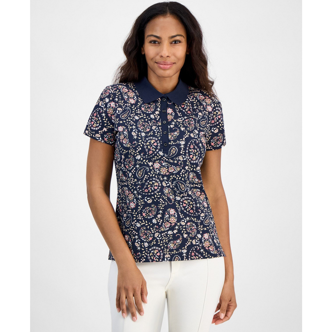 'Paisley-Print Polo Shirt' pour Femmes