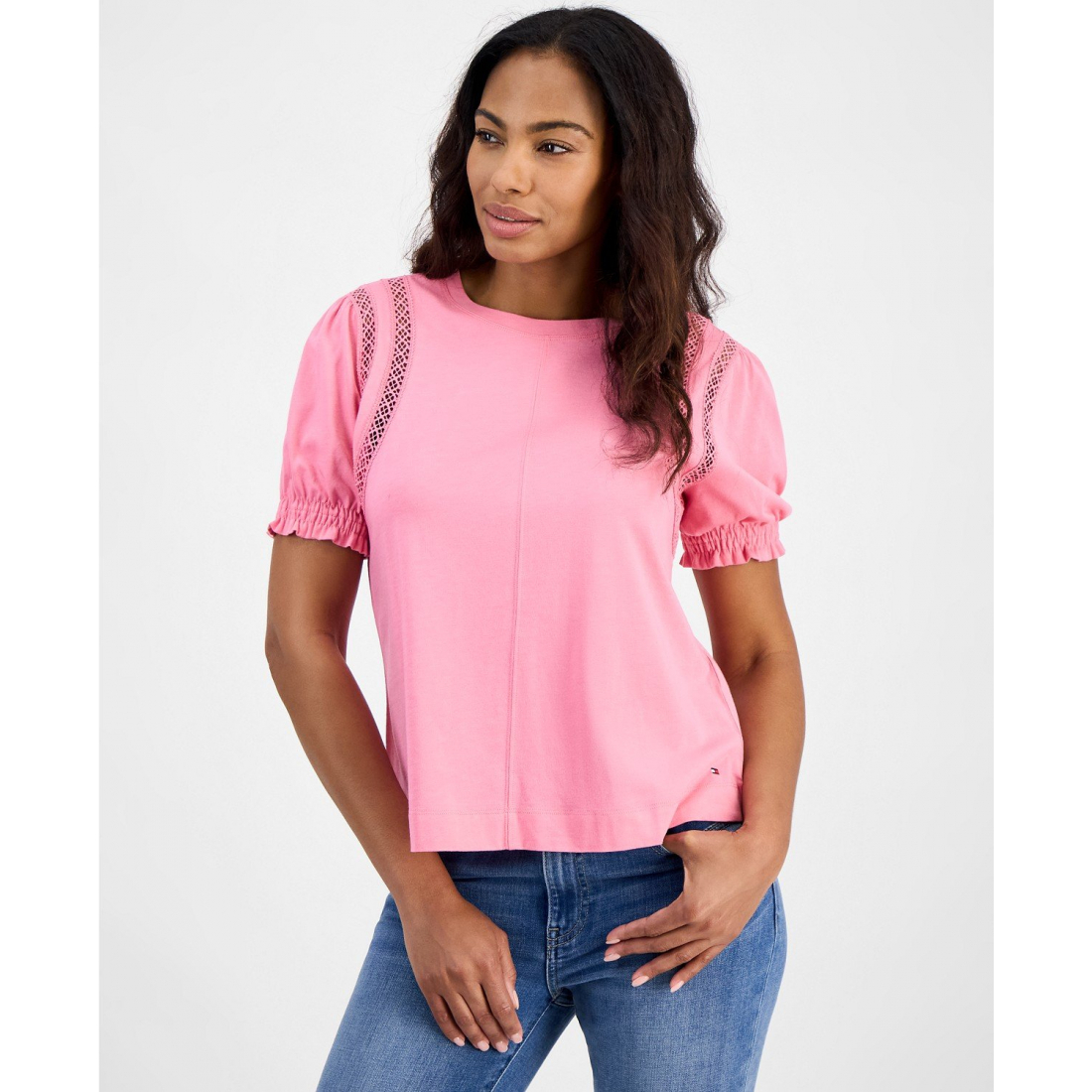 'Lace-Detail T-Shirt' pour Femmes